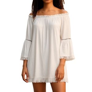 NWT! Avani Off-Shoulder White/Ivory Boho Dress - Size XL